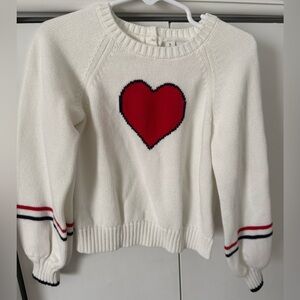 Janie and Jack White Sweater with Red Heart